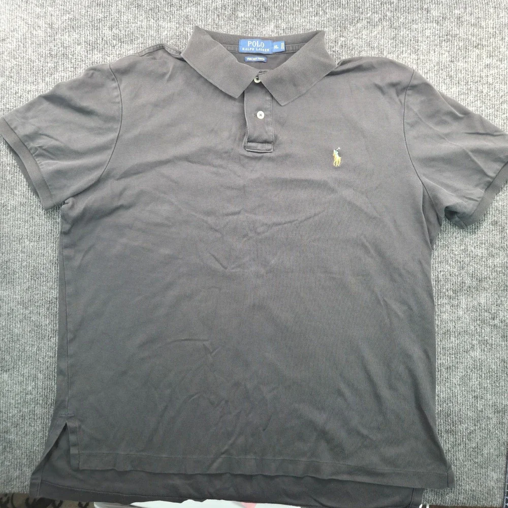 Polo Ralph Lauren Mens XL Pima Soft Touch Polo Shirt Black SS Pony Logo